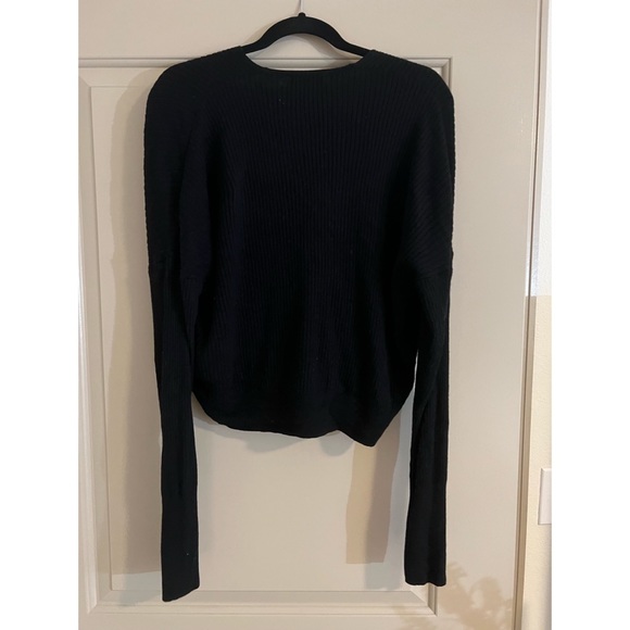 LEITH Medium Black Ribbed Long Sleeve Top - Picture 2 of 4